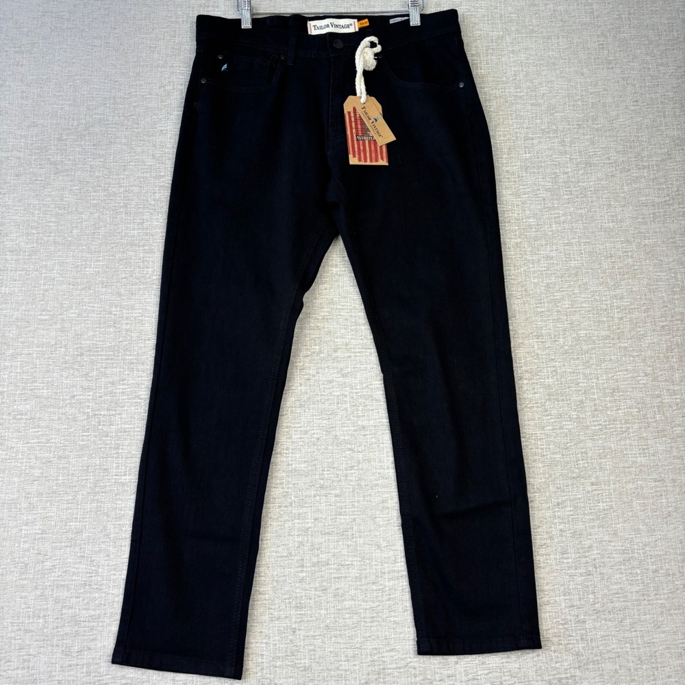 Tailor Vintage Canaan Slim Fit Comfort Stretch Pants Mens 32x30 Black NWT